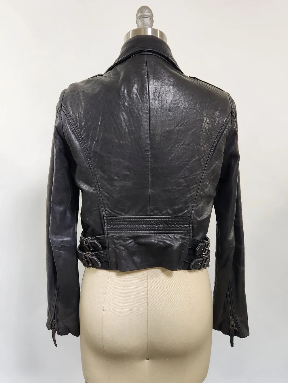 Lucky Brand Black Leather Moto Biker Jacket - Picture 3 of 4